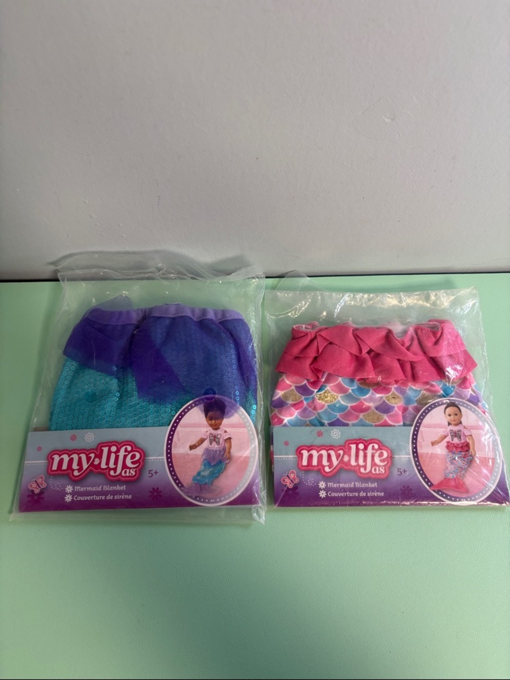 My Life Doll Mermaid Purple & Pink Tail Blankets, 18” Doll Accessories